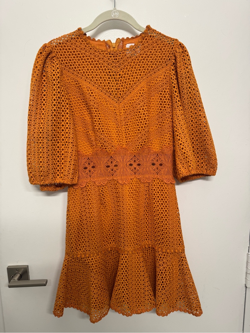 SAYLOR Orange Eyelet Lace Mini Dress
